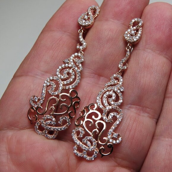 Mikeadam Jewelry - 14k Pink Gold Sterling Silver Diamond Earring